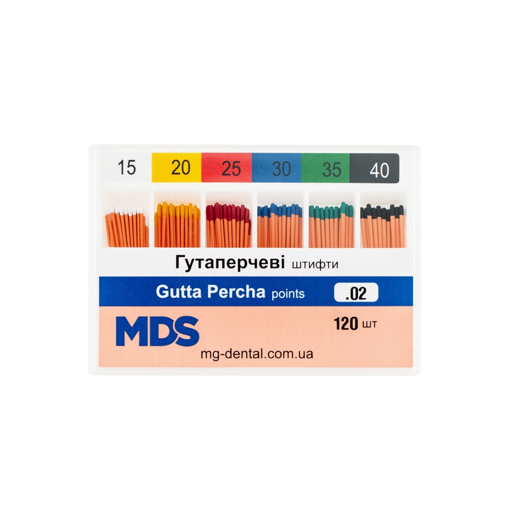 Гутаперчеві штифти MDS, конус 02