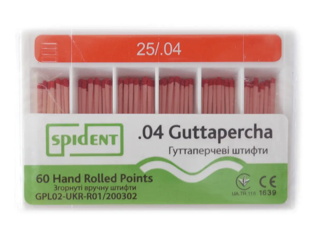 Гутаперчеві штифти Спайдент, конус 04 (Spident)
