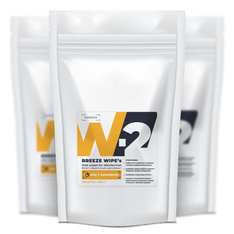 Серветки антибактеріальні W-2 Езмедікс, 120 шт (Wipes, Еzmedix)