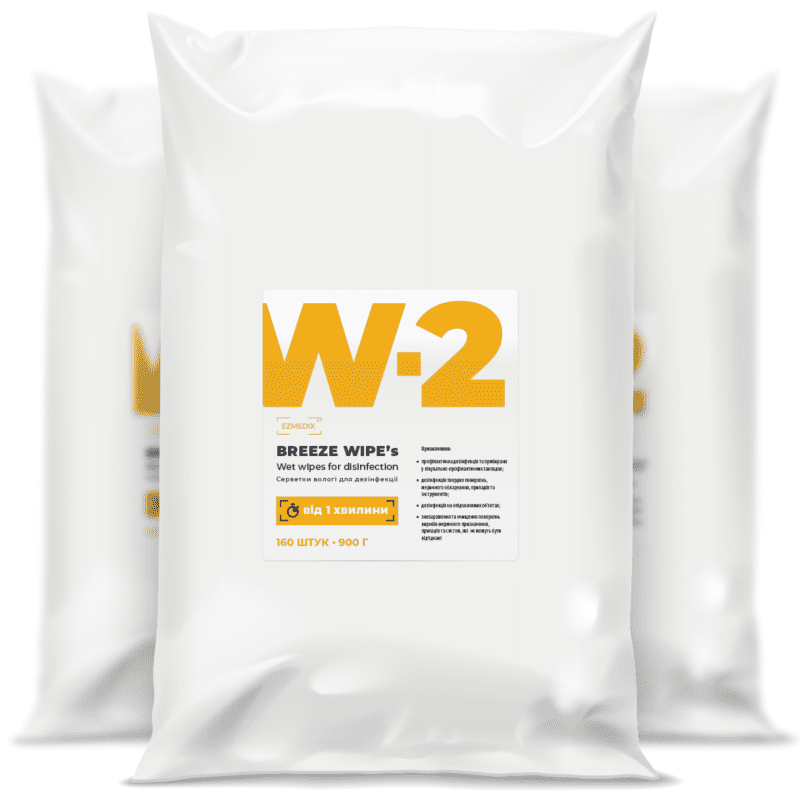 Серветки антибактеріальні W-2 Езмедікс, 160 шт (Wipes, Еzmedix)