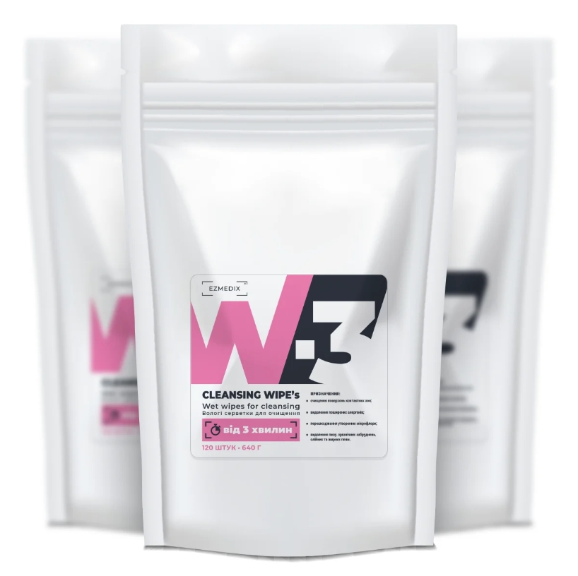 Серветки очищуючі W-3 Езмедікс, 120 шт (Wipes, Еzmedix)