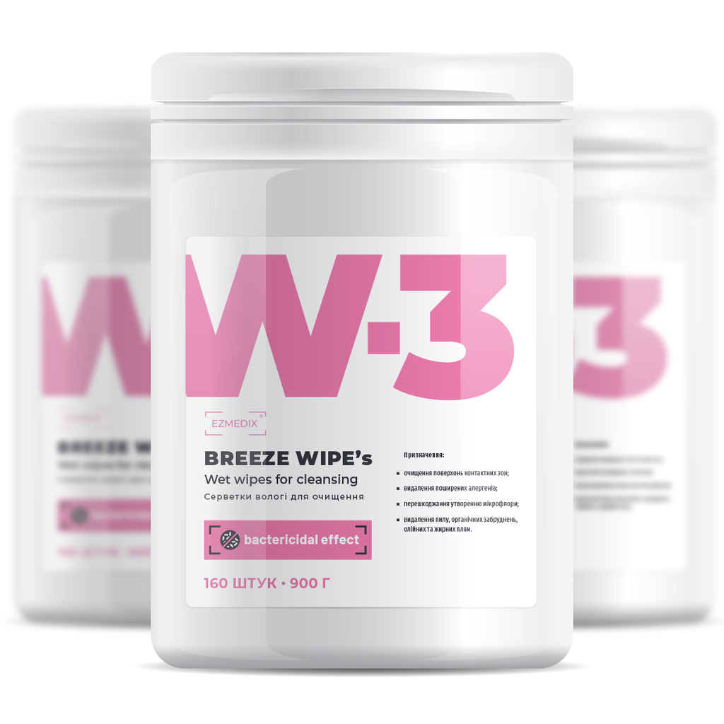 Серветки очищуючі W-3 Езмедікс, 160 шт (Wipes, Еzmedix)