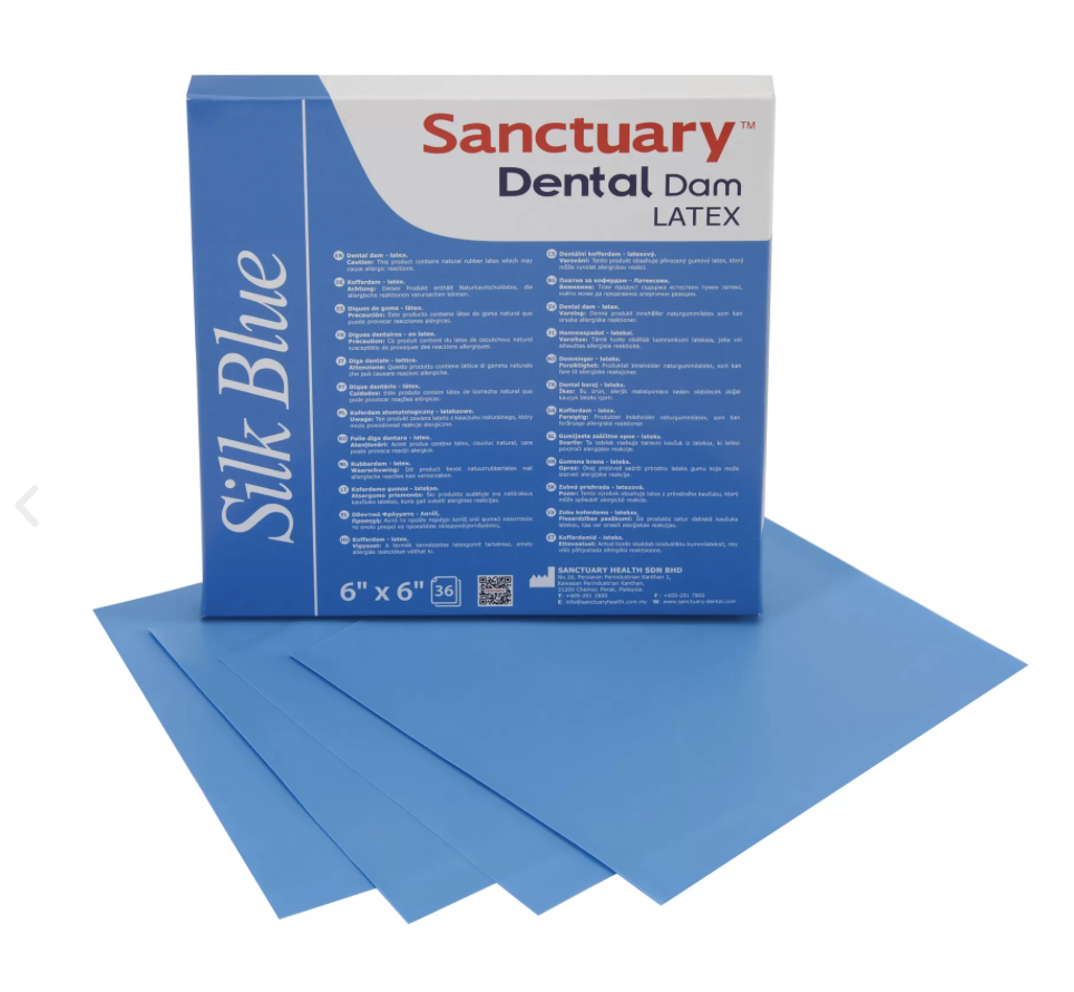 Кофердам-хустинки Дентал Дам Блакитний ШОВК, 36 шт (Silk Blue Dental Dam)