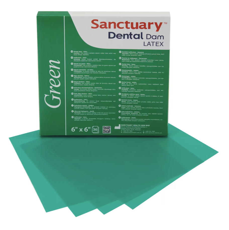Кофердам-хустинки Дентал Дам ЗЕЛЕНІ, 36 шт (Sanctuary Dental Dam)