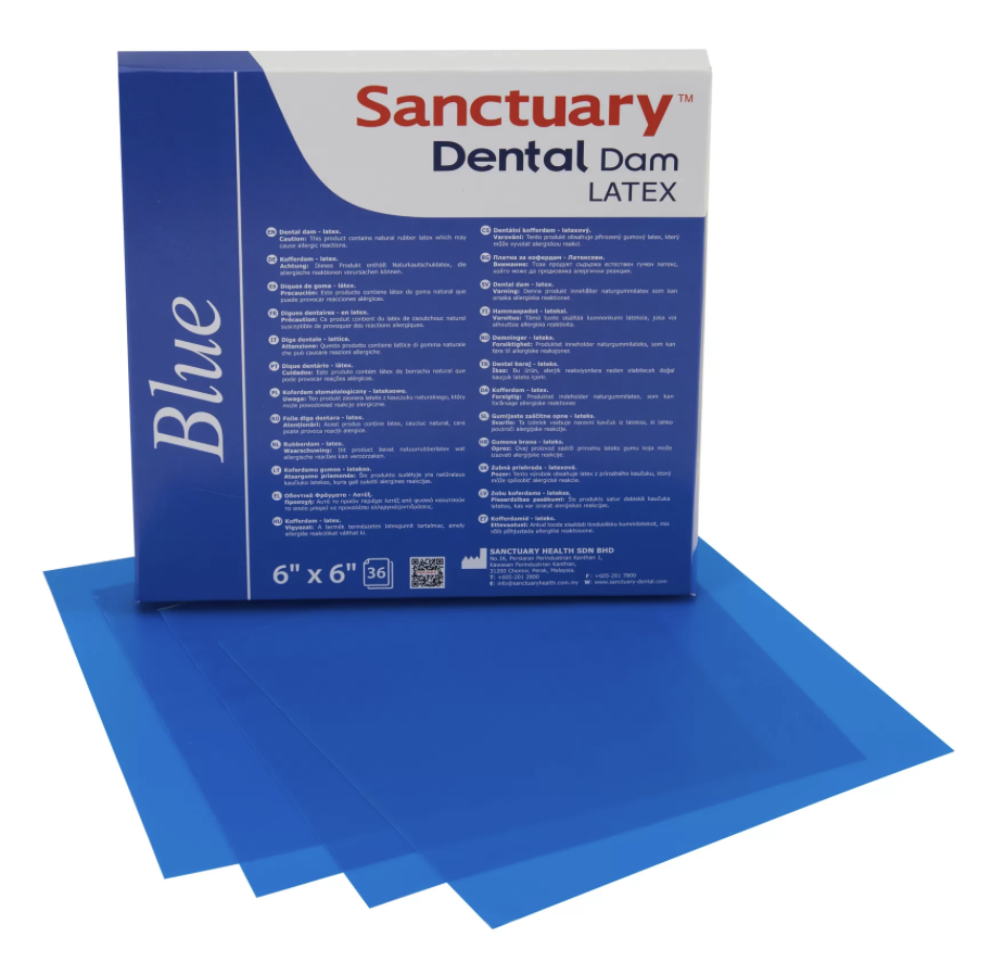 Кофердам-хустинки Дентал Дам СИНІ, 36 шт (Sanctuary Dental Dam)
