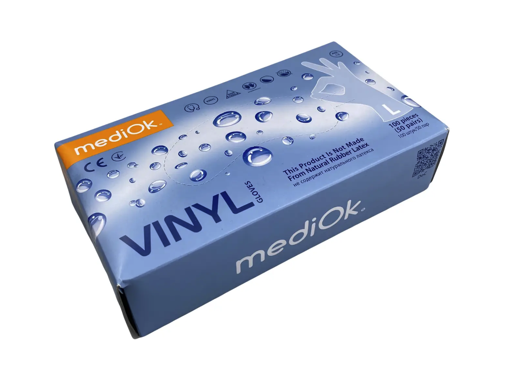 Рукавиці вінілові МЕДІОК, 100 шт