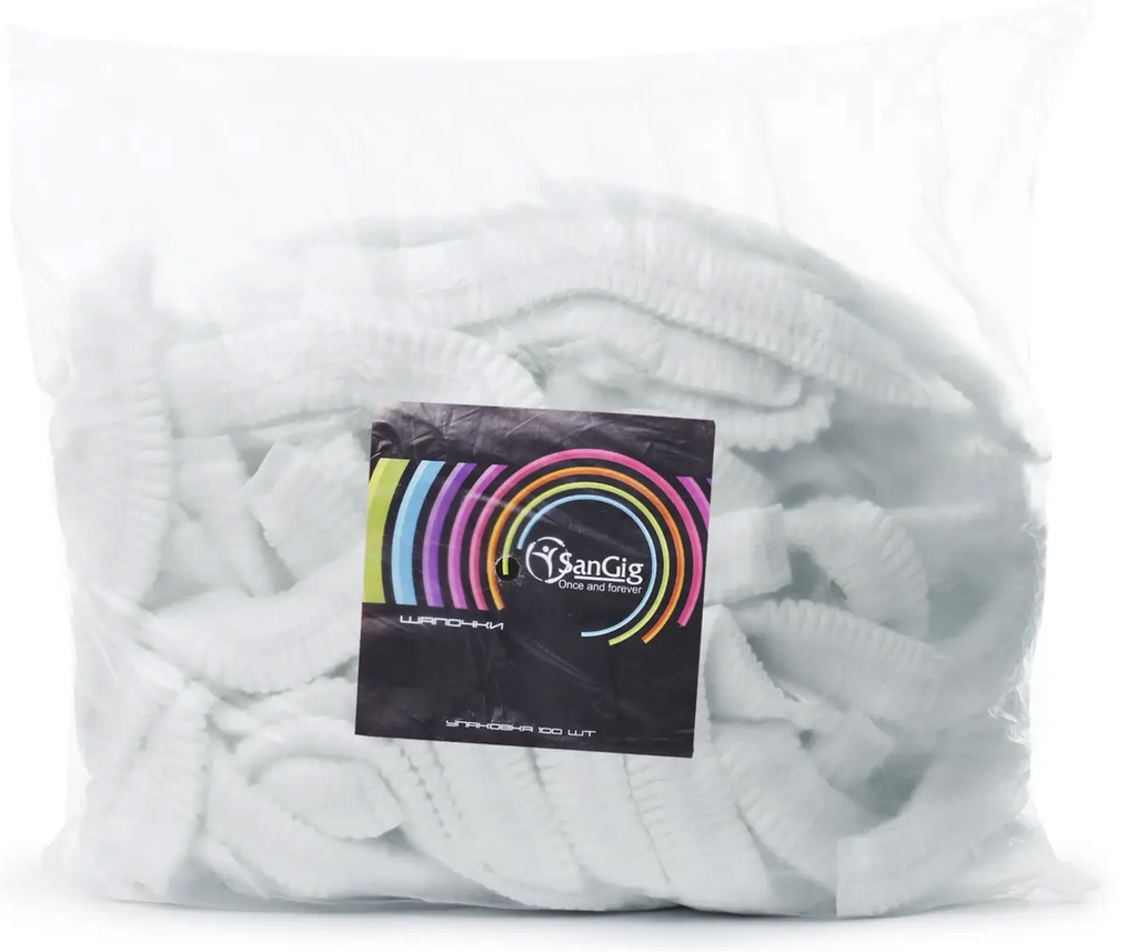 Шапочка одноразова Кульбабка зі спанбонду, 100 шт (SanGig)