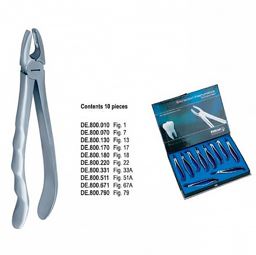 Щипці, набір 10шт. (DE.800.000), екстр.анатом.