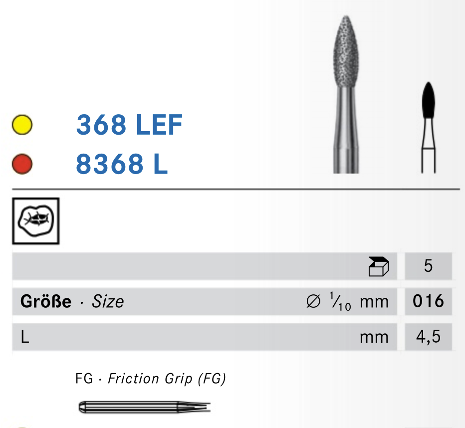 368LЕF.314.016 Алмазна нирка Komet dental