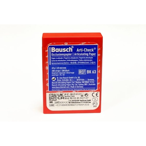[BK63] Артикуляційний папір BK63 синьо-червоний, 40 мкм, 200 лист. (Bausch)